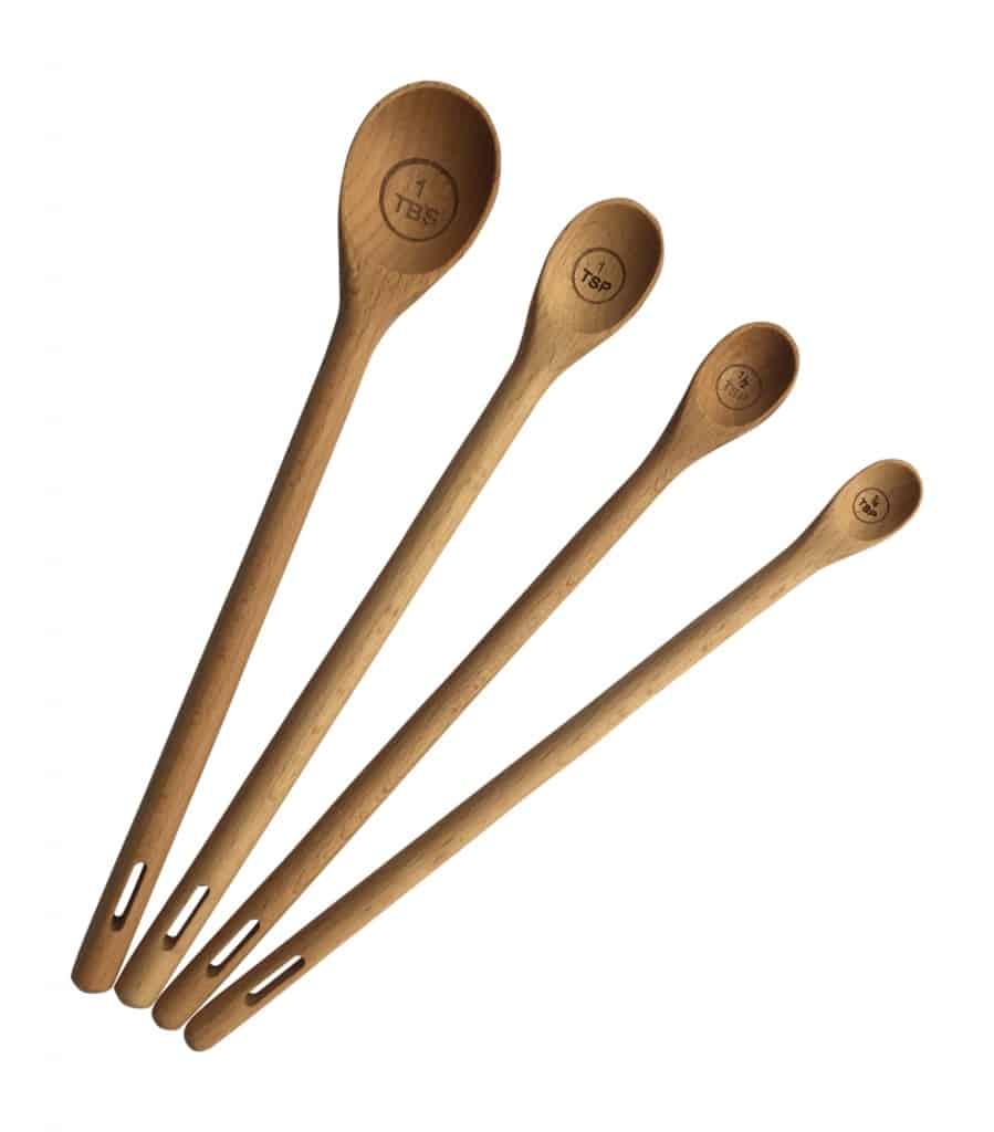 wooden measuring spoons long handles utensi