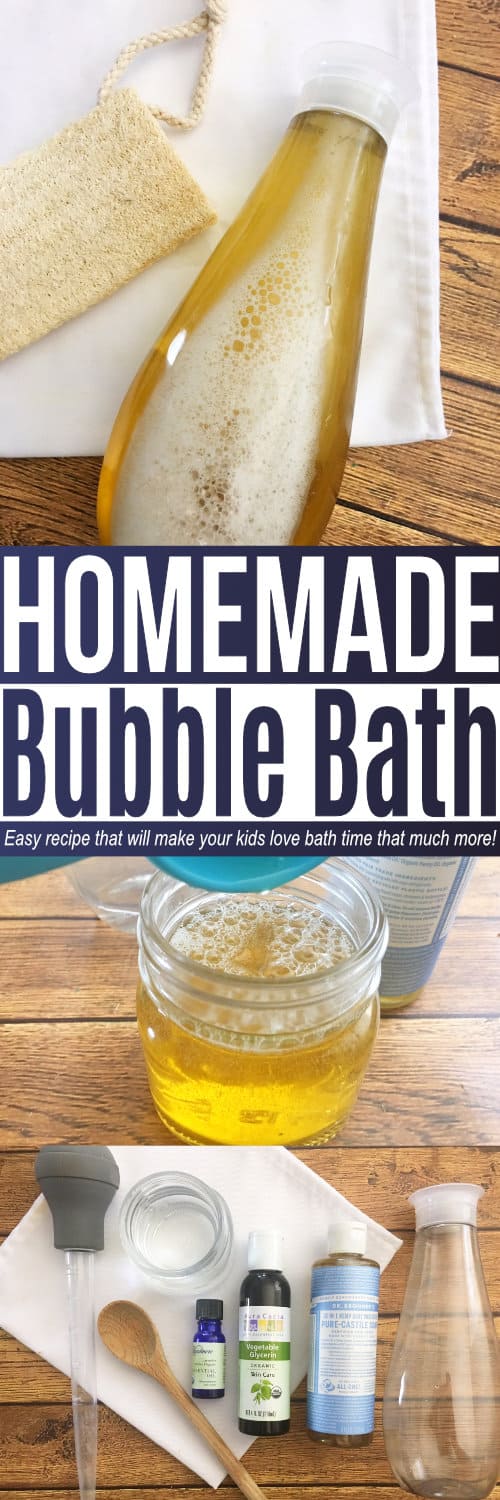 This homemade bubble bath recipe is easy to make, and only takes a few ingredients! Your kids will love having their own DIY bubble bath, and your wallet will thank you! via @utensibrand